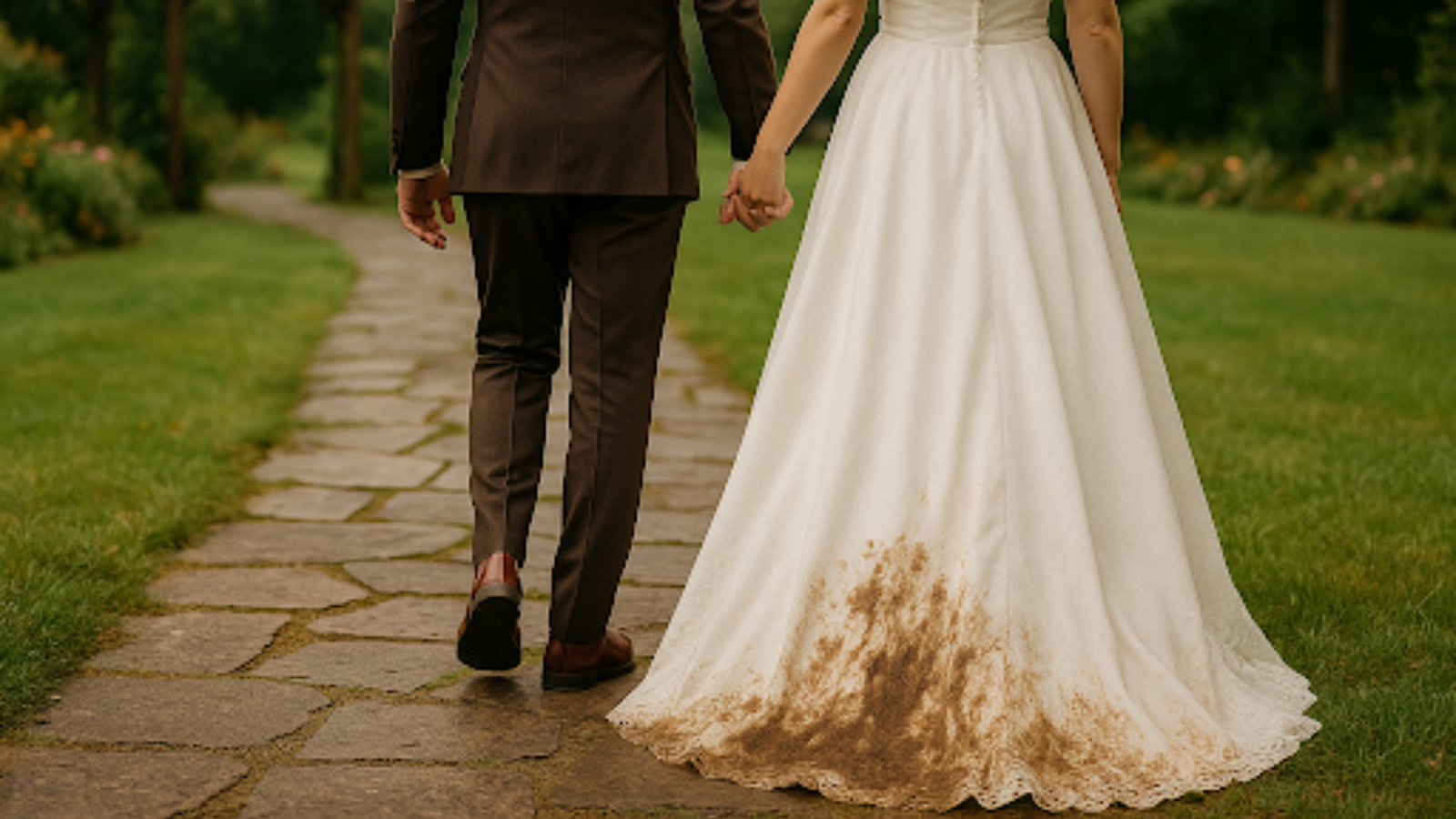 How to Clean a Muddy Wedding Dress After an Outdoor Wedding