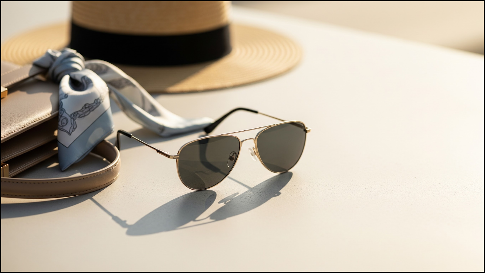 Stylish sunglasses on a table.